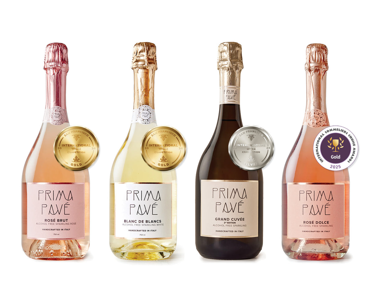 Italy’s most awarded non-alcoholic wine. Rosé Brut, winner of San Francisco International Wine Competition: GOLD (91 points). Blanc de Blancs, winner of San Francisco International Wine Competition: GOLD (92 points). Grand Cuvée, winner of San Francisco International Wine Competition: SILVER. Rosé Dolce, winner of International Sommeliers Choice Award: GOLD.